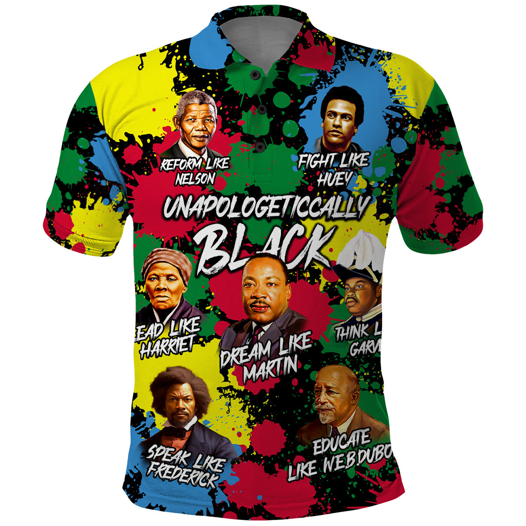 Unapologetically Black Polo Shirt Civil Rights Leaders - Wonder Print Shop