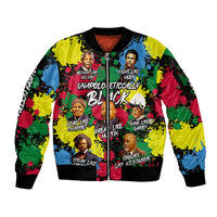 Unapologetically Black Sleeve Zip Bomber Jacket Civil Rights Leaders - Wonder Print Shop