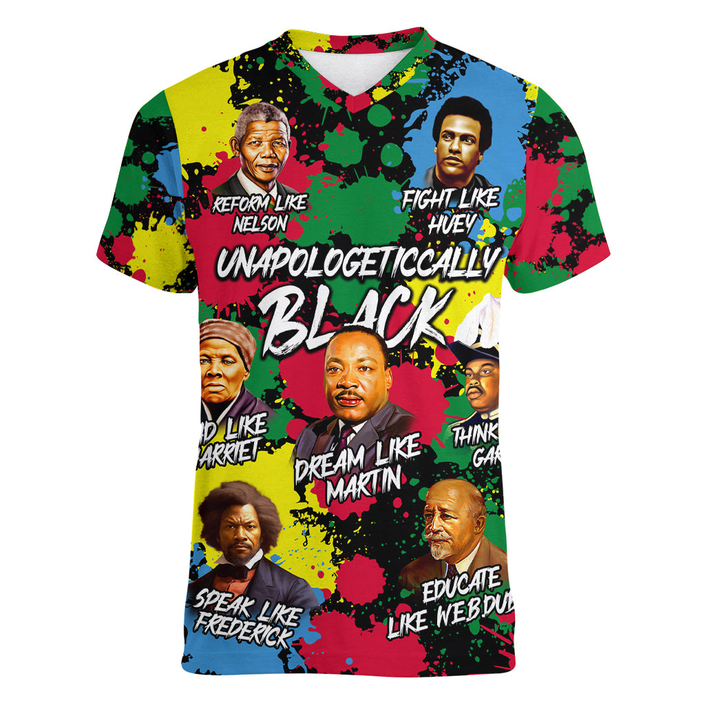 Unapologetically Black Women V Neck T Shirt Civil Rights Leaders - Wonder Print Shop