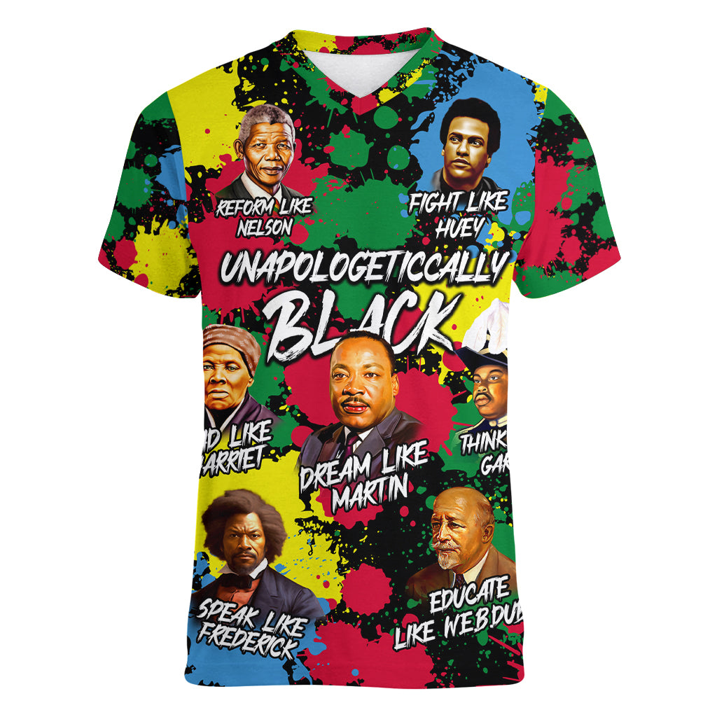 Unapologetically Black Women V Neck T Shirt Civil Rights Leaders