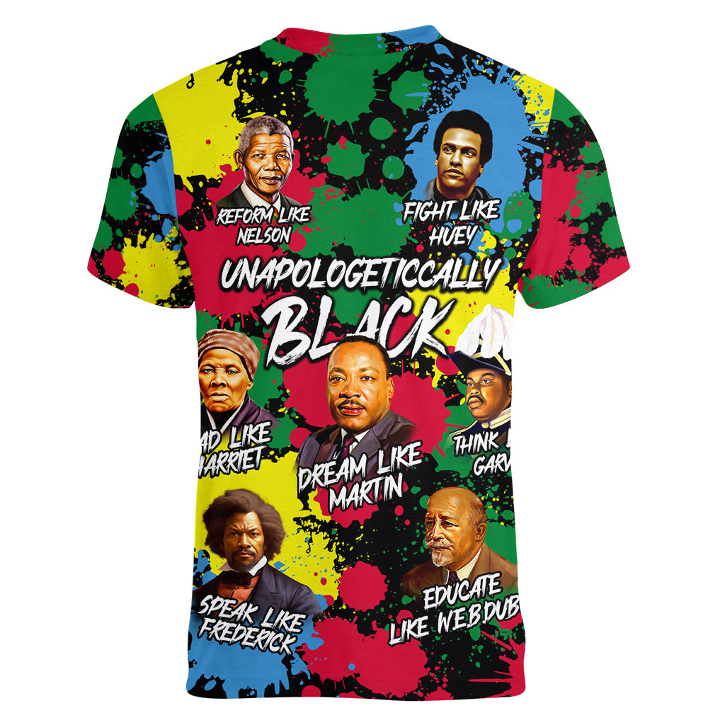 Unapologetically Black Women V Neck T Shirt Civil Rights Leaders - Wonder Print Shop