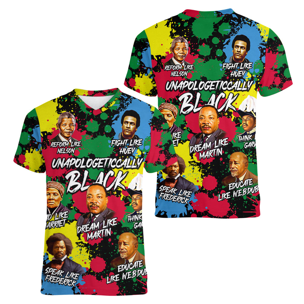 Unapologetically Black Women V Neck T Shirt Civil Rights Leaders - Wonder Print Shop