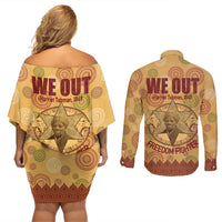 We Out 1849 African-American Couples Matching Off Shoulder Short Dress and Long Sleeve Button Shirt Harriet Tubman - Wonder Print Shop