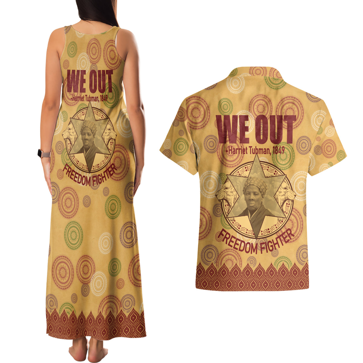We Out 1849 African-American Couples Matching Tank Maxi Dress and Hawaiian Shirt Harriet Tubman - Wonder Print Shop