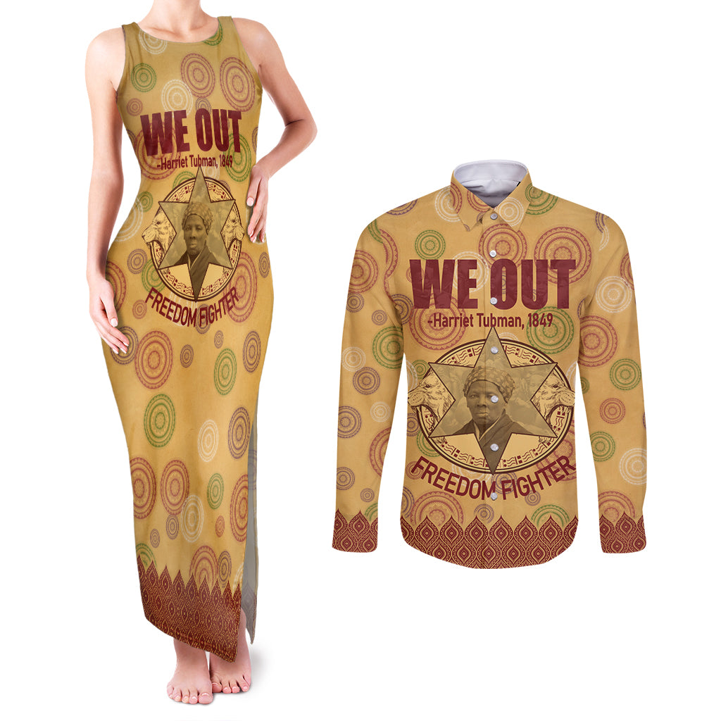 We Out 1849 African-American Couples Matching Tank Maxi Dress and Long Sleeve Button Shirt Harriet Tubman - Wonder Print Shop