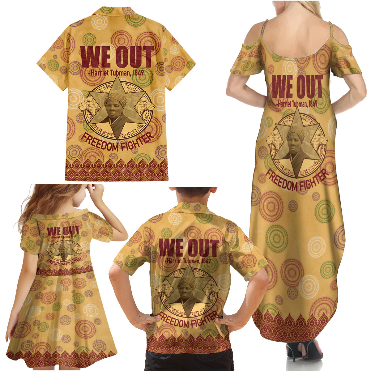 We Out 1849 African-American Family Matching Summer Maxi Dress and Hawaiian Shirt Harriet Tubman - Wonder Print Shop