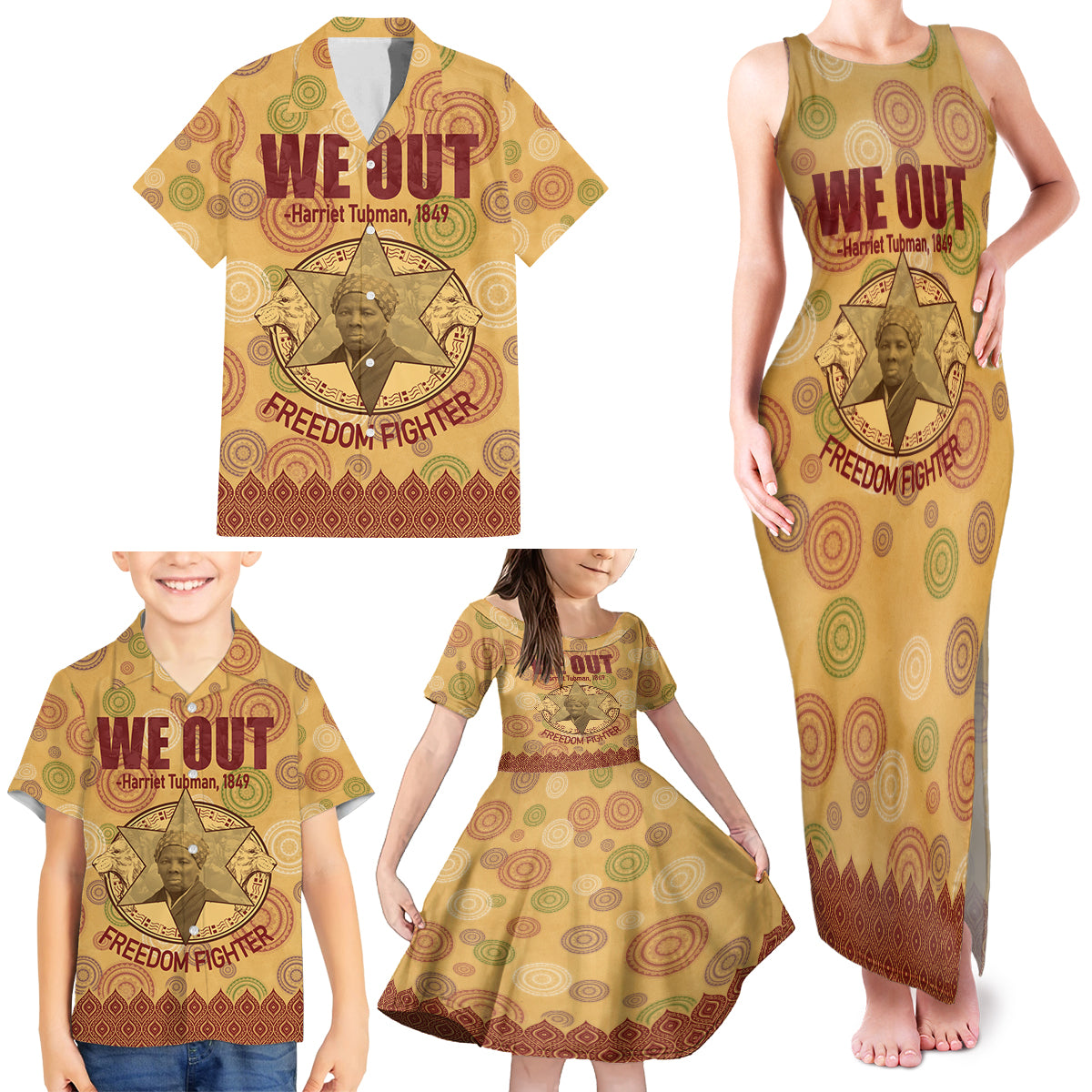 We Out 1849 African-American Family Matching Tank Maxi Dress and Hawaiian Shirt Harriet Tubman - Wonder Print Shop