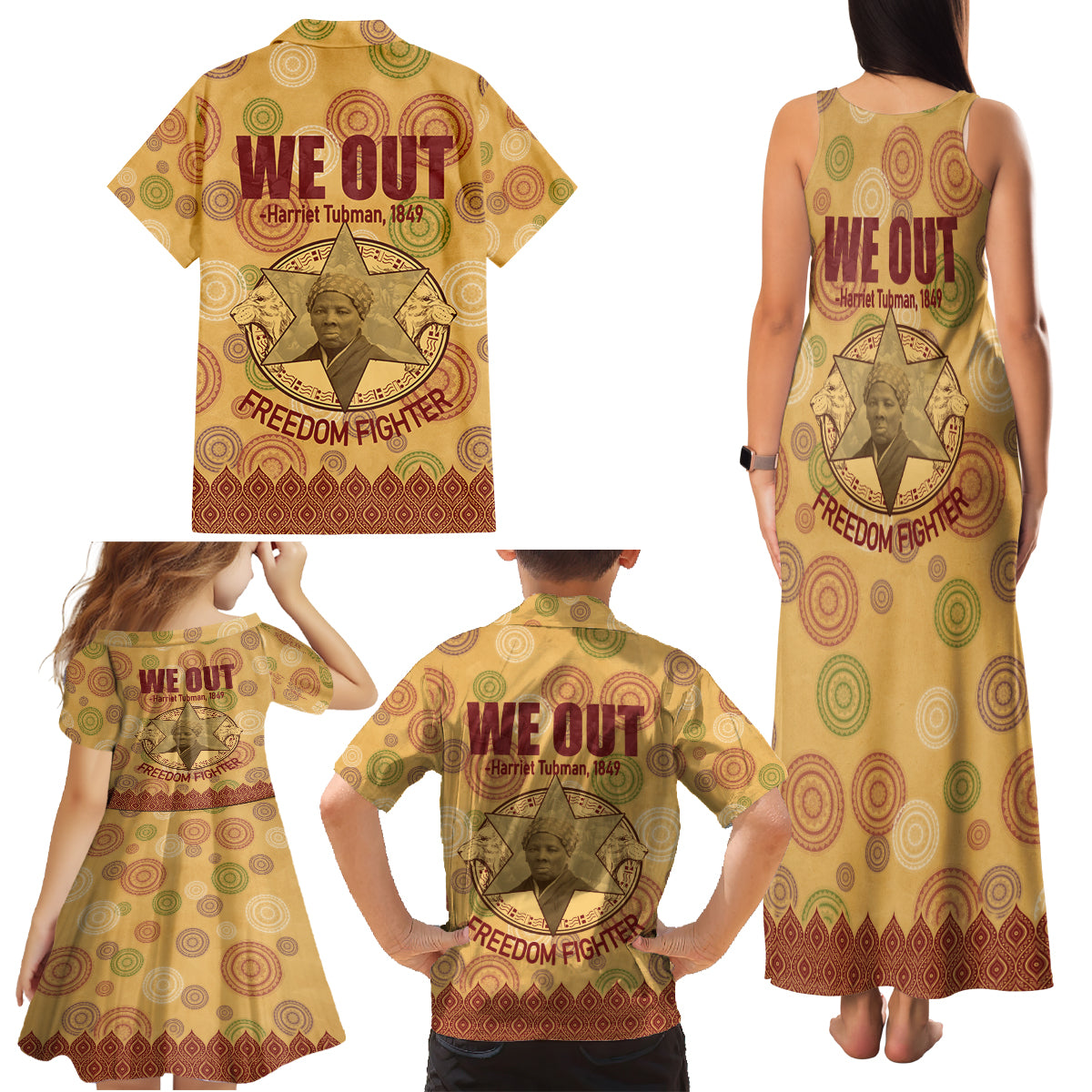 We Out 1849 African-American Family Matching Tank Maxi Dress and Hawaiian Shirt Harriet Tubman - Wonder Print Shop