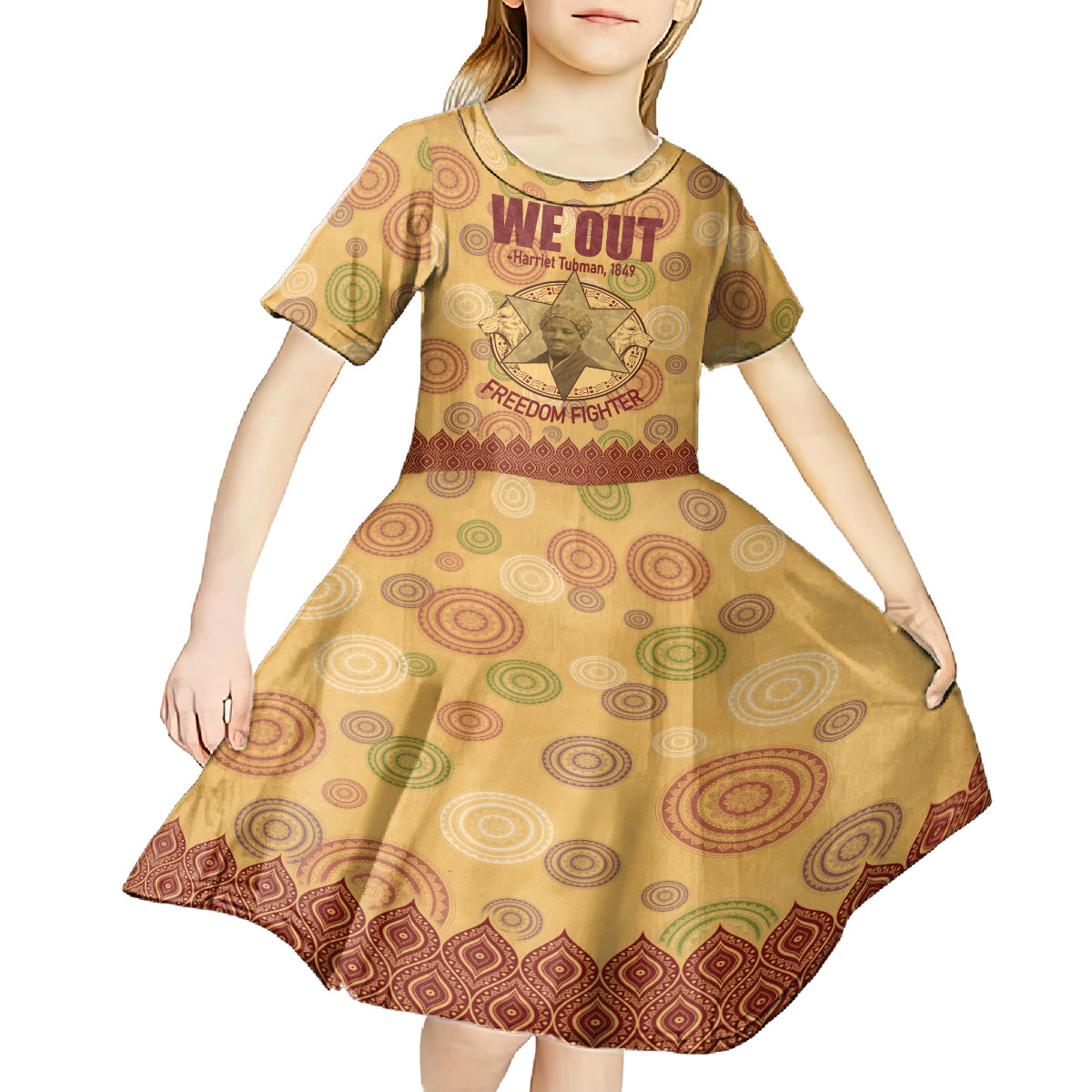 We Out 1849 African-American Kid Short Sleeve Dress Harriet Tubman - Wonder Print Shop