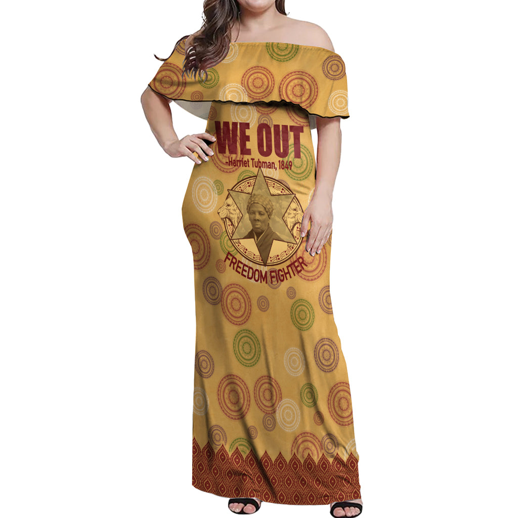 We Out 1849 African-American Off Shoulder Maxi Dress Harriet Tubman - Wonder Print Shop