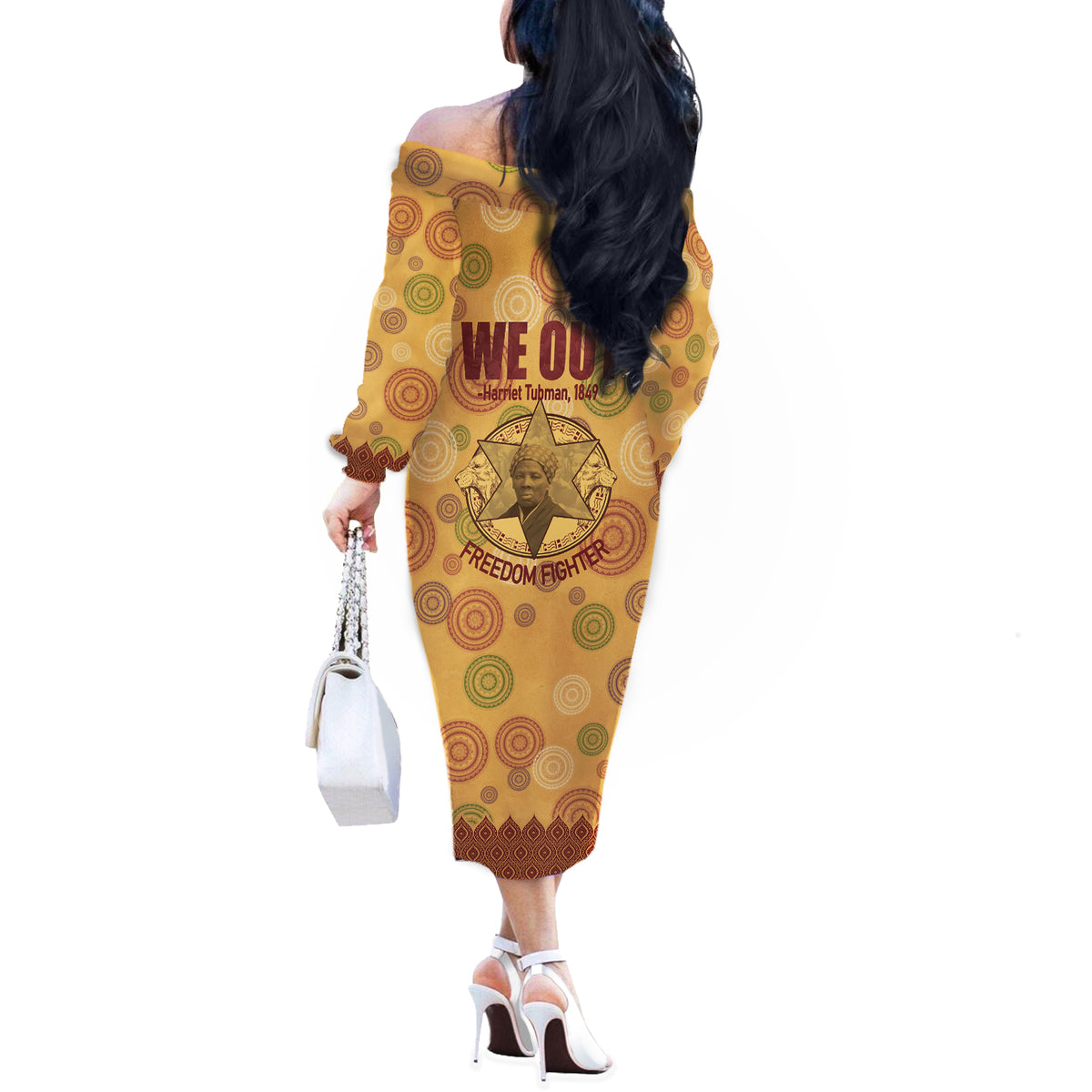 We Out 1849 African-American Off The Shoulder Long Sleeve Dress Harriet Tubman - Wonder Print Shop