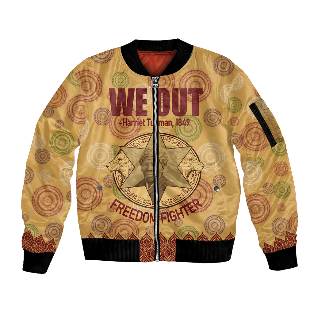 We Out 1849 African-American Sleeve Zip Bomber Jacket Harriet Tubman - Wonder Print Shop