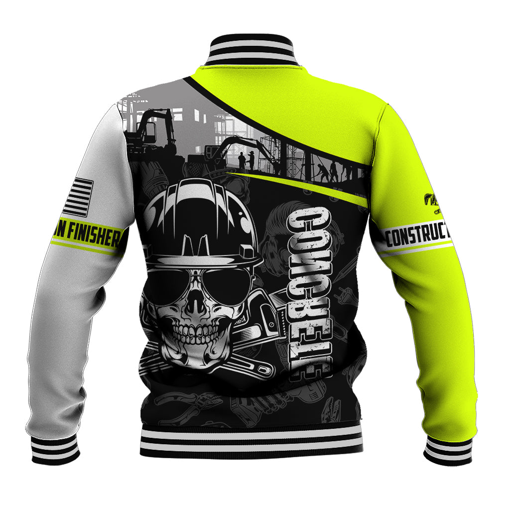 Concrete Finisher Skull on Site Baseball Jacket - Wonder Print Shop