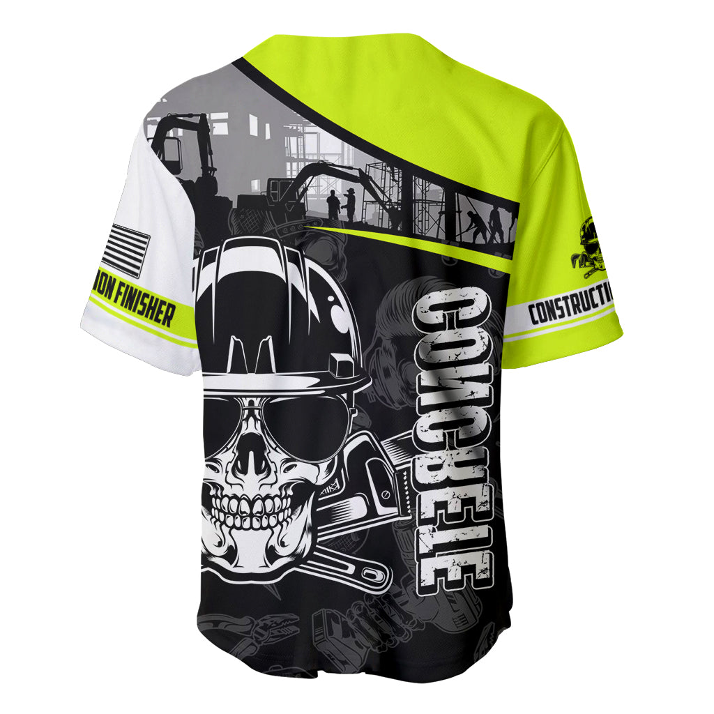 Concrete Finisher Skull on Site Baseball Jersey - Wonder Print Shop