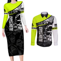 Concrete Finisher Skull on Site Couples Matching Long Sleeve Bodycon Dress and Long Sleeve Button Shirts - Wonder Print Shop