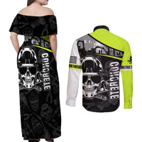 Concrete Finisher Skull on Site Couples Matching Off Shoulder Maxi Dress and Long Sleeve Button Shirts - Wonder Print Shop