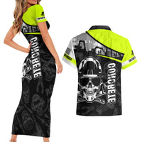 Concrete Finisher Skull on Site Couples Matching Short Sleeve Bodycon Dress and Hawaiian Shirt - Wonder Print Shop