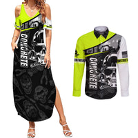 Concrete Finisher Skull on Site Couples Matching Summer Maxi Dress and Long Sleeve Button Shirts - Wonder Print Shop