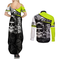 Concrete Finisher Skull on Site Couples Matching Summer Maxi Dress and Long Sleeve Button Shirts - Wonder Print Shop