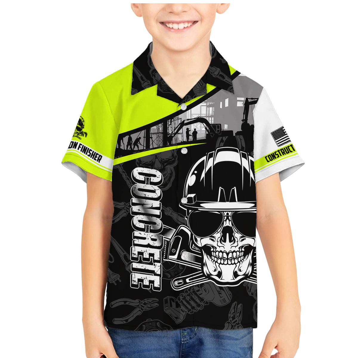 Concrete Finisher Skull on Site Family Matching Mermaid Dress and Hawaiian Shirt - Wonder Print Shop