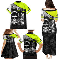 Concrete Finisher Skull on Site Family Matching Puletasi Dress and Hawaiian Shirt - Wonder Print Shop