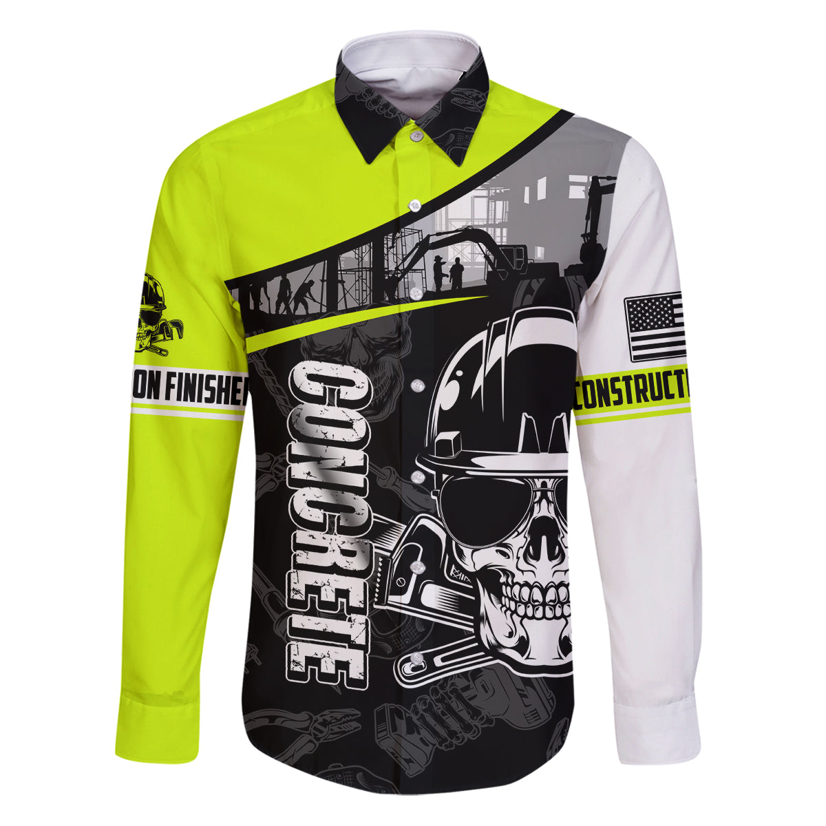 Concrete Finisher Skull on Site Family Matching Puletasi Dress and Hawaiian Shirt - Wonder Print Shop