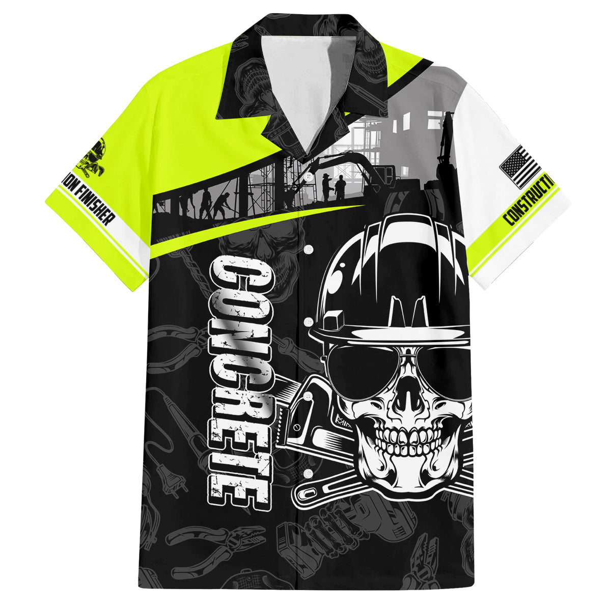 Concrete Finisher Skull on Site Family Matching Summer Maxi Dress and Hawaiian Shirt - Wonder Print Shop