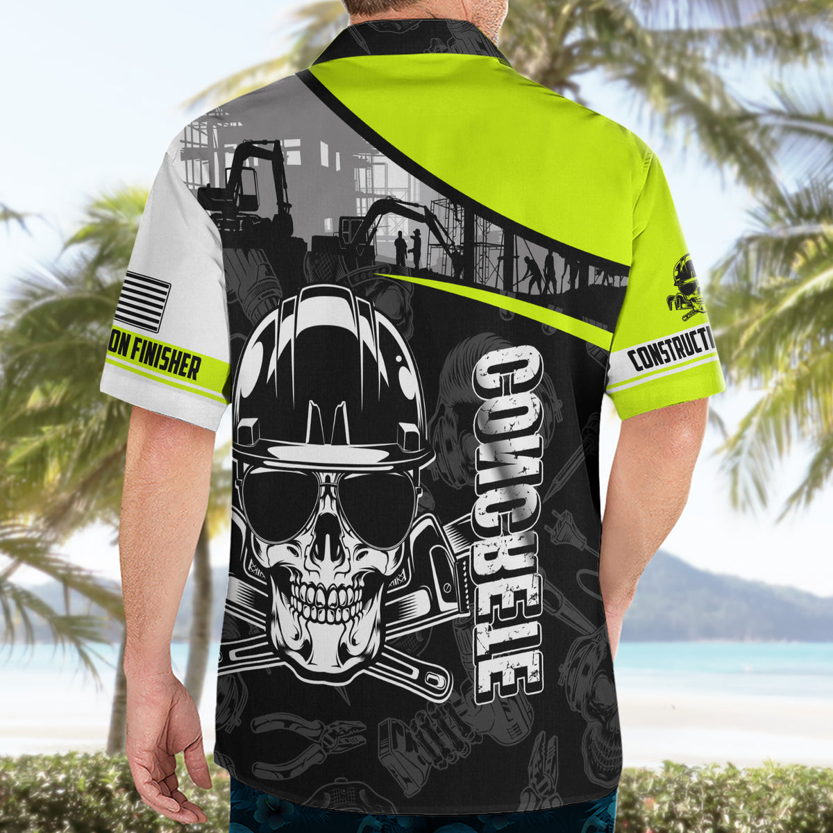 Concrete Finisher Skull on Site Hawaiian Shirt - Wonder Print Shop