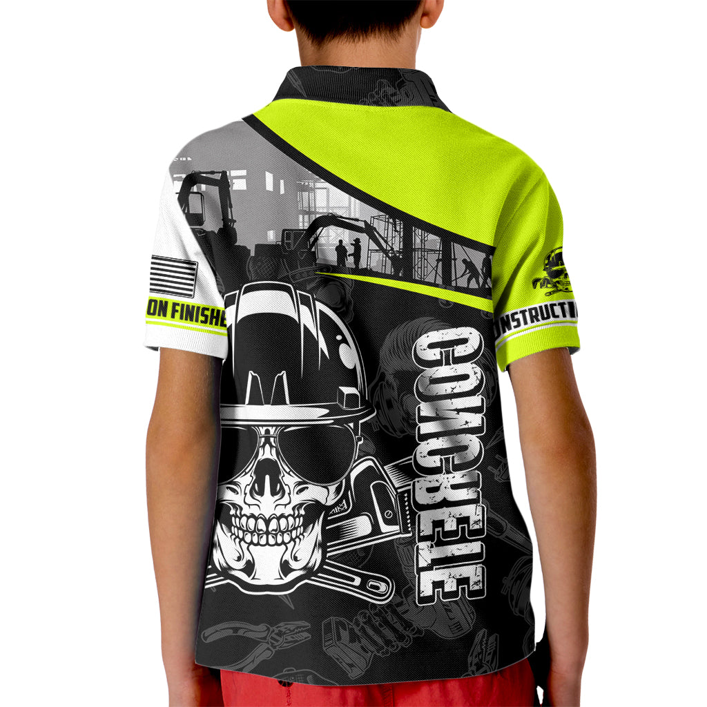 Concrete Finisher Skull on Site Kid Polo Shirt - Wonder Print Shop