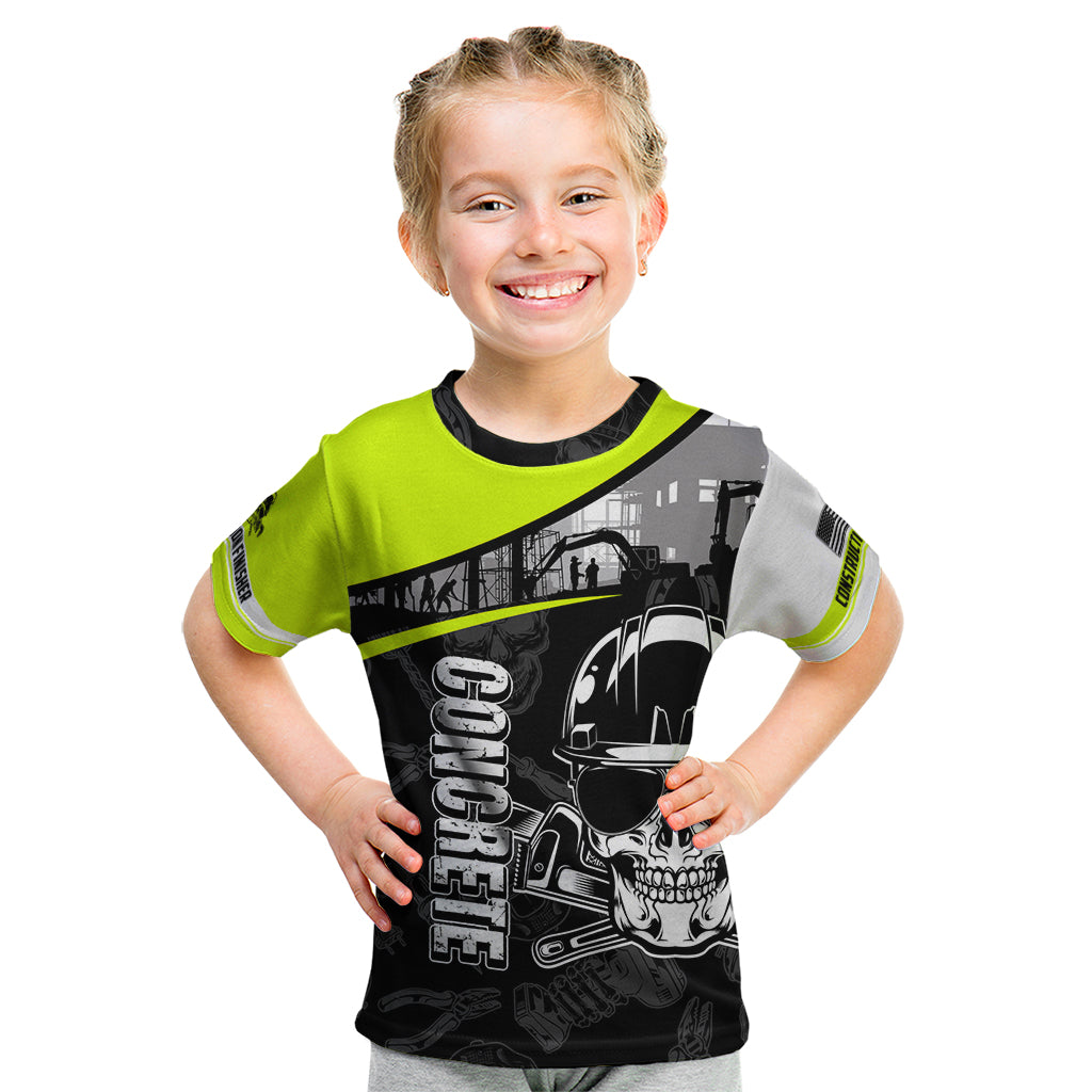 Concrete Finisher Skull on Site Kid T Shirt - Wonder Print Shop