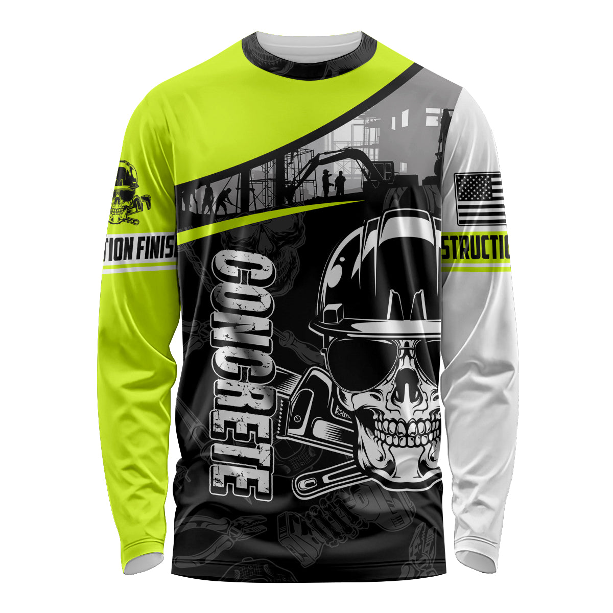 Concrete Finisher Skull on Site Long Sleeve Shirt - Wonder Print Shop
