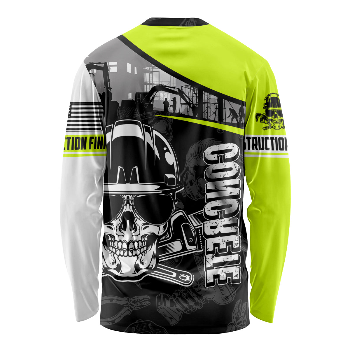 Concrete Finisher Skull on Site Long Sleeve Shirt - Wonder Print Shop