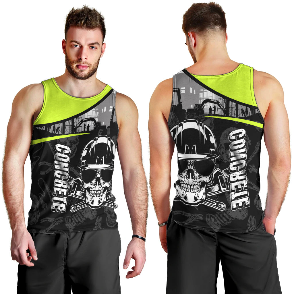 Concrete Finisher Skull on Site Men Tank Top - Wonder Print Shop
