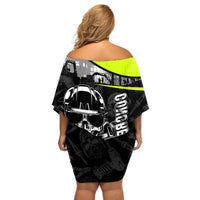 Concrete Finisher Skull on Site Off Shoulder Short Dress - Wonder Print Shop