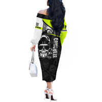 Concrete Finisher Skull on Site Off The Shoulder Long Sleeve Dress - Wonder Print Shop