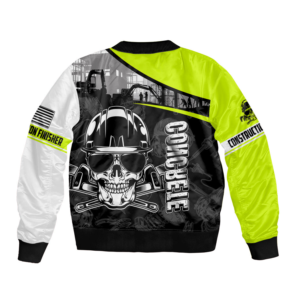Concrete Finisher Skull on Site Sleeve Zip Bomber Jacket - Wonder Print Shop