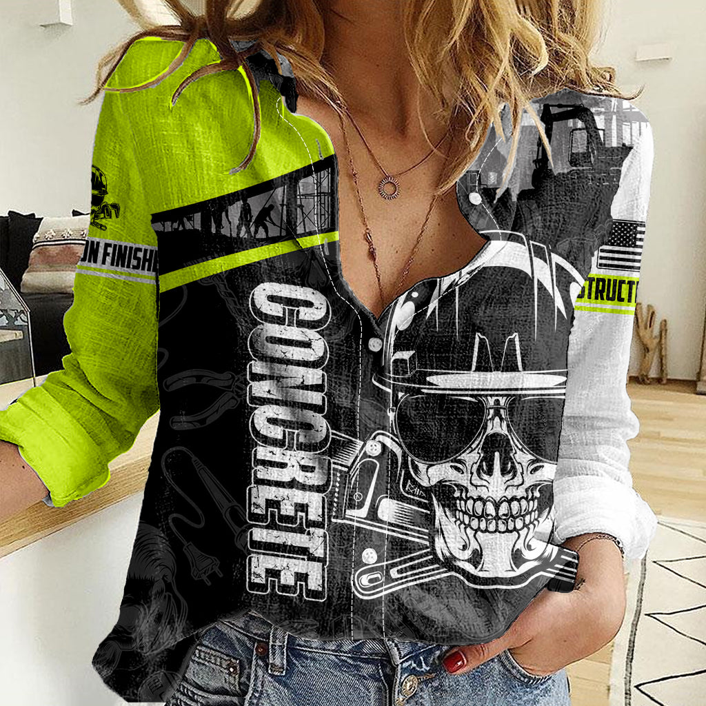 Concrete Finisher Skull on Site Women Casual Shirt - Wonder Print Shop