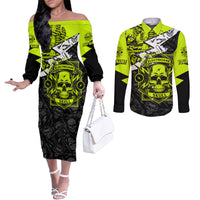 personalised-electricians-skull-couples-matching-off-the-shoulder-long-sleeve-dress-and-long-sleeve-button-shirts