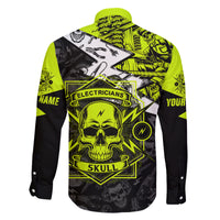 Personalised Electricians Skull Family Matching Long Sleeve Bodycon Dress and Hawaiian Shirt - Wonder Print Shop