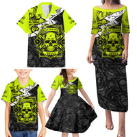Personalised Electricians Skull Family Matching Puletasi Dress and Hawaiian Shirt - Wonder Print Shop