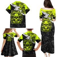 Personalised Electricians Skull Family Matching Puletasi Dress and Hawaiian Shirt - Wonder Print Shop
