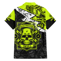 Personalised Electricians Skull Family Matching Short Sleeve Bodycon Dress and Hawaiian Shirt - Wonder Print Shop