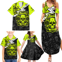Personalised Electricians Skull Family Matching Summer Maxi Dress and Hawaiian Shirt - Wonder Print Shop