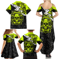 Personalised Electricians Skull Family Matching Summer Maxi Dress and Hawaiian Shirt - Wonder Print Shop