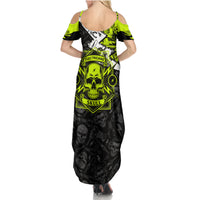 Personalised Electricians Skull Family Matching Summer Maxi Dress and Hawaiian Shirt - Wonder Print Shop