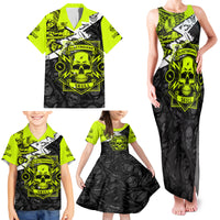 Personalised Electricians Skull Family Matching Tank Maxi Dress and Hawaiian Shirt - Wonder Print Shop