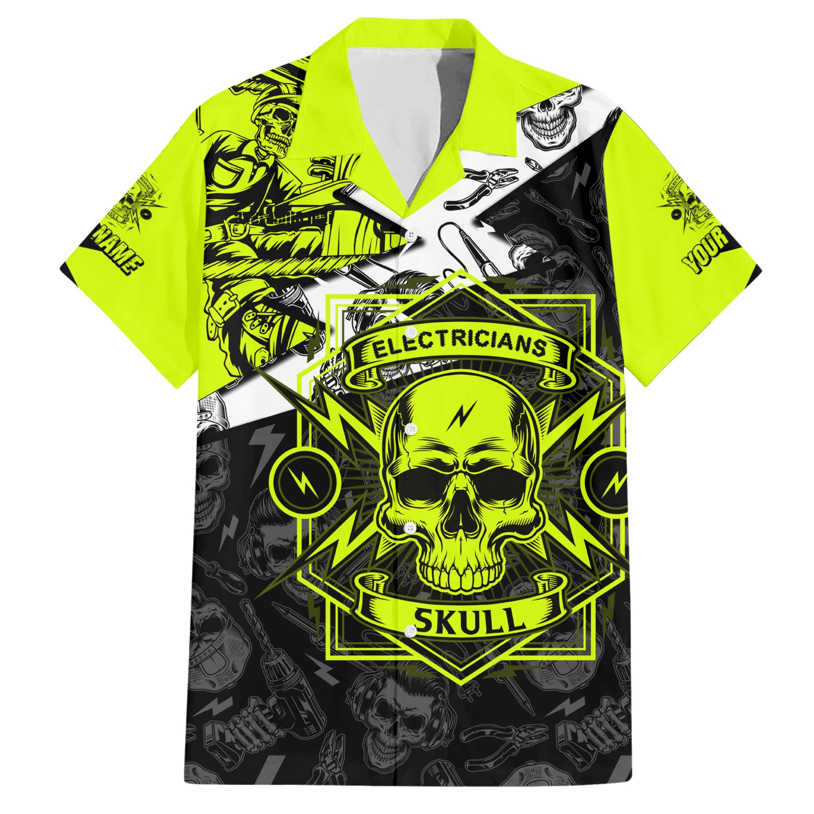 Personalised Electricians Skull Hawaiian Shirt - Wonder Print Shop