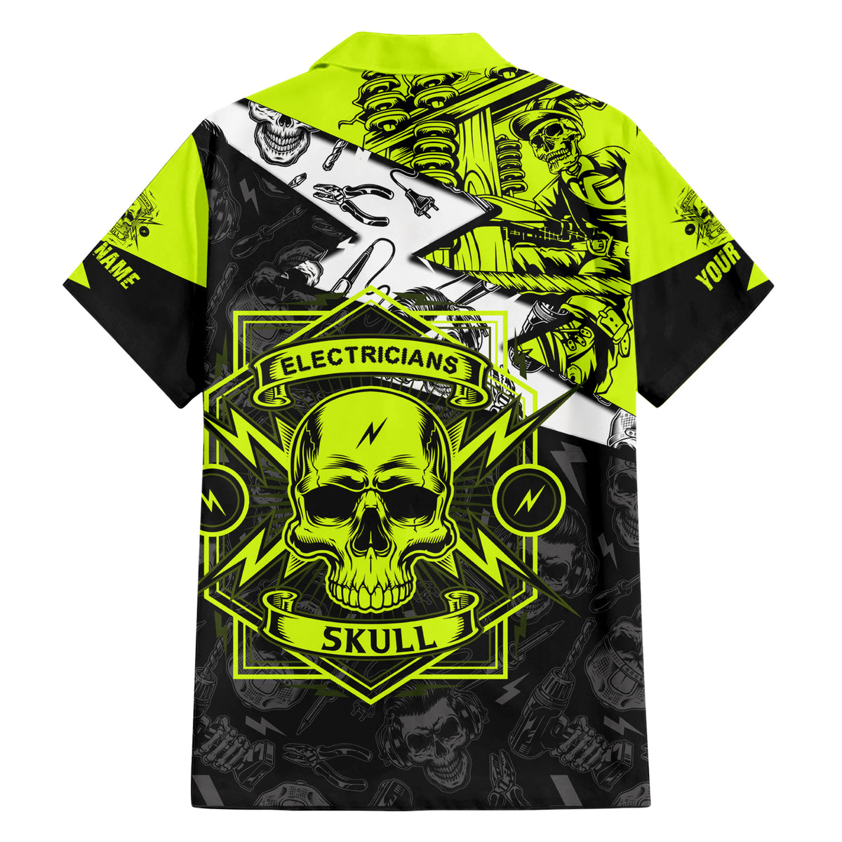Personalised Electricians Skull Hawaiian Shirt - Wonder Print Shop