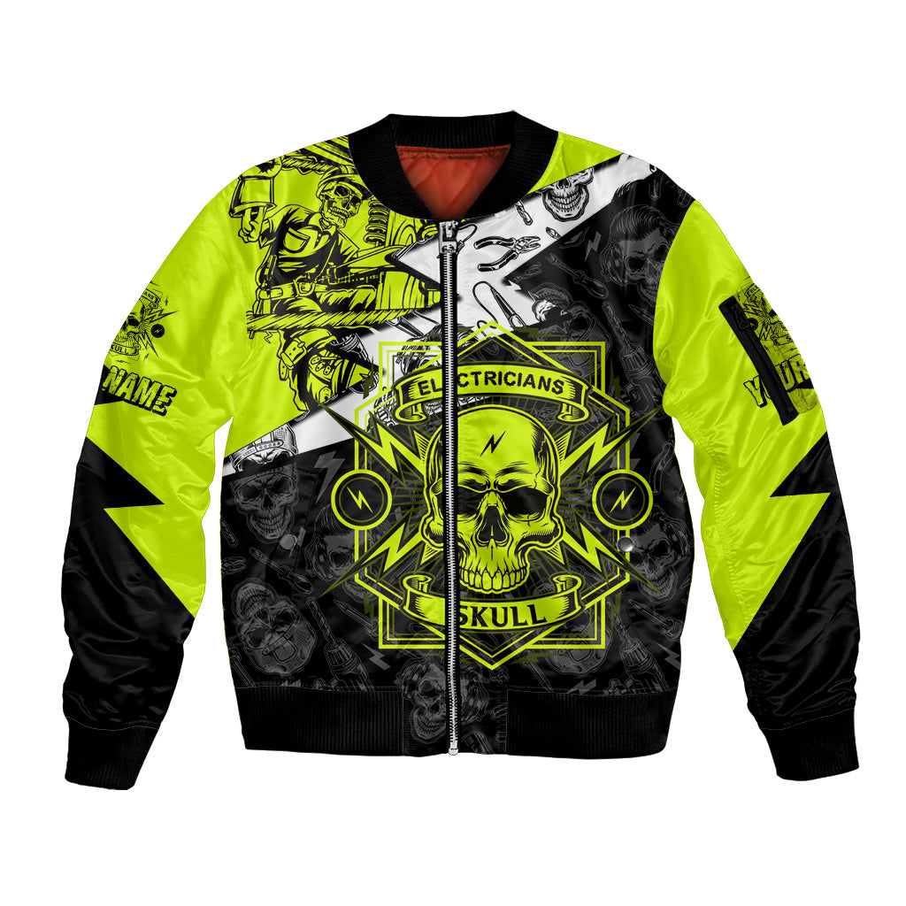 Personalised Electricians Skull Sleeve Zip Bomber Jacket - Wonder Print Shop