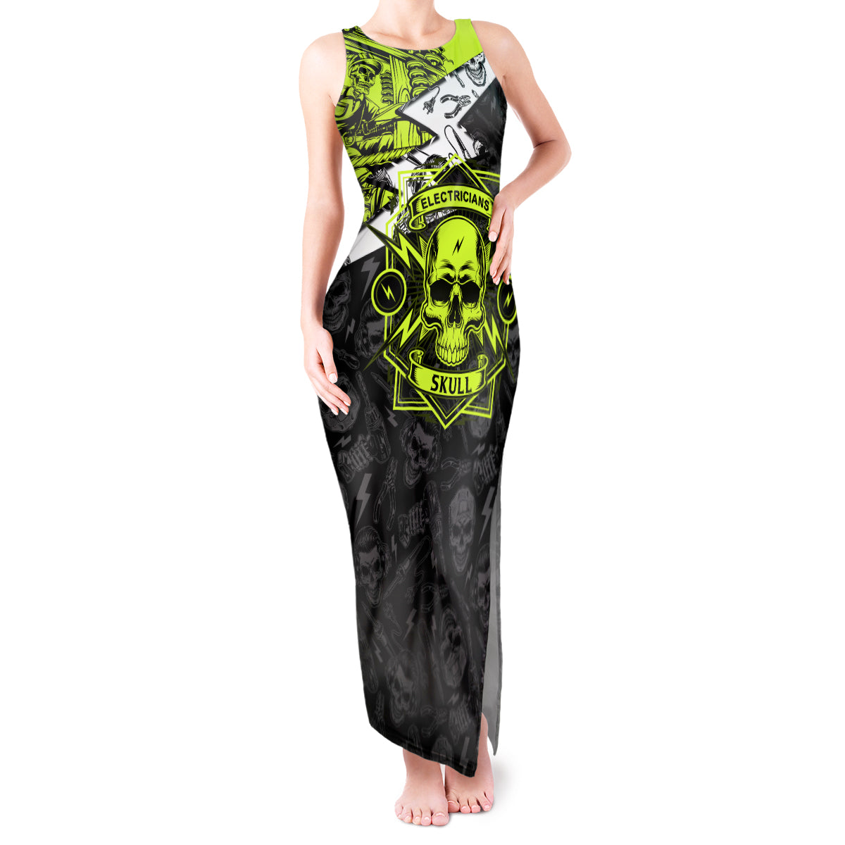 Personalised Electricians Skull Tank Maxi Dress - Wonder Print Shop
